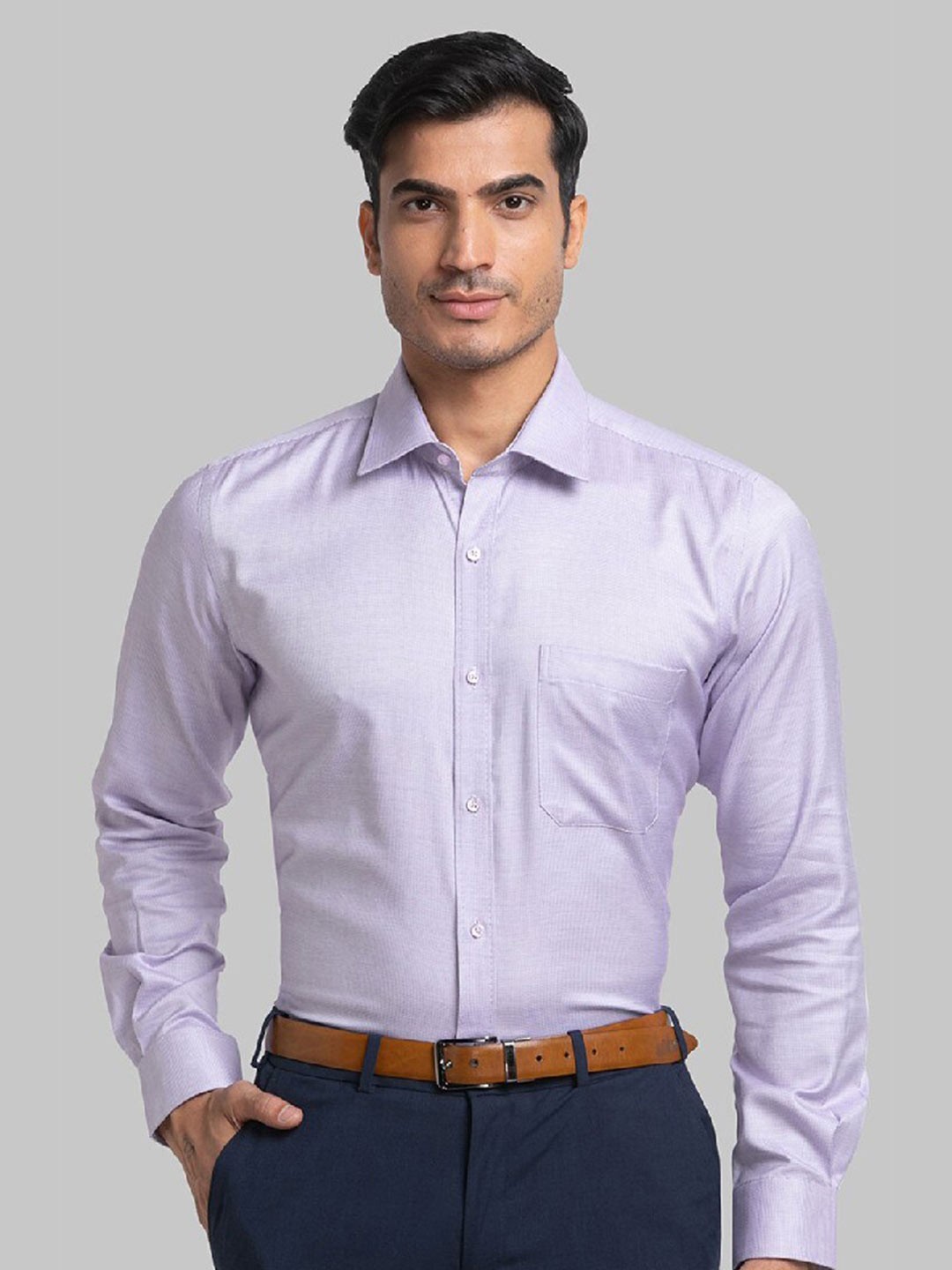 

Raymond Men Purple Cotton Solid Formal Shirt, Violet