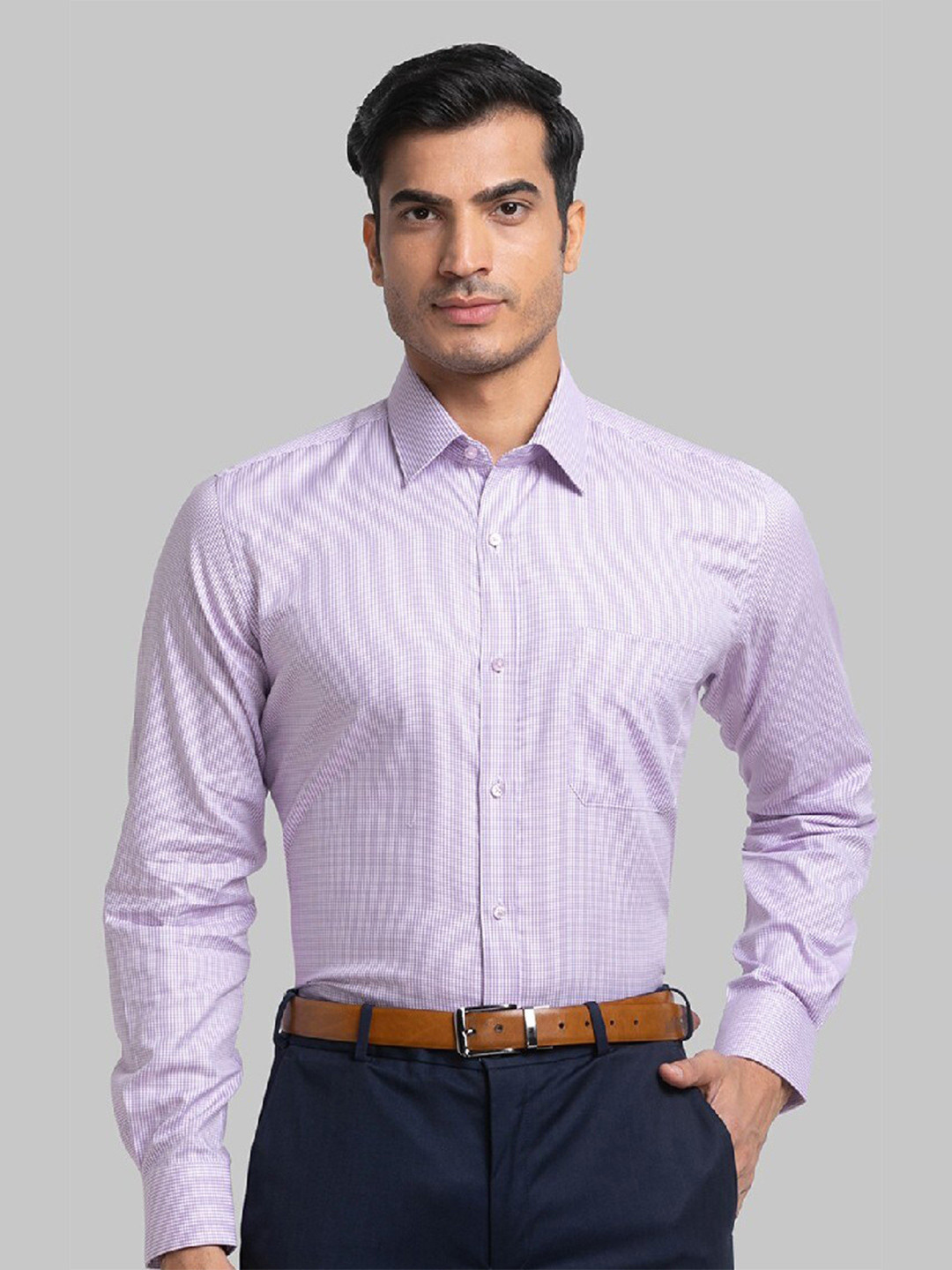 

Raymond Men Purple Self Design Pure Cotton Formal Shirt