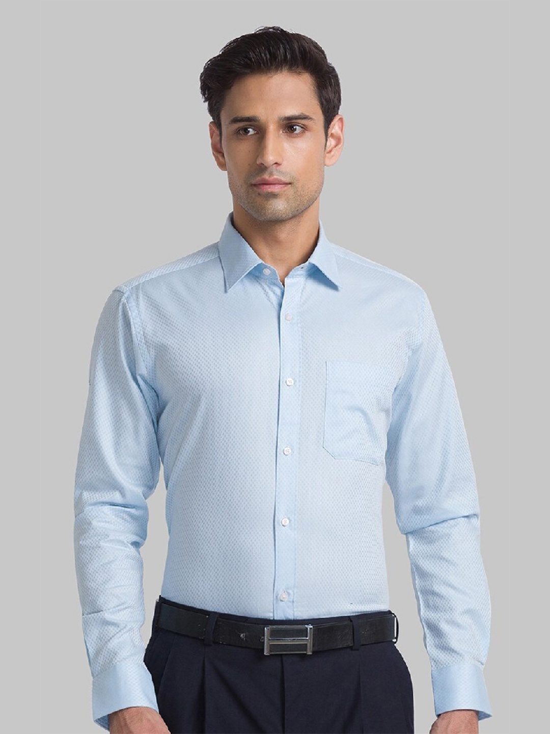

Raymond Men Blue Self Design Pure Cotton Formal Shirt