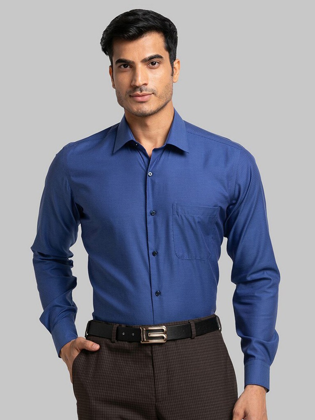 

Raymond Men Blue Formal Organic Cotton Regular Fit Shirt
