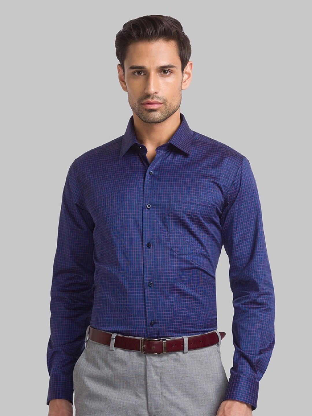 

Raymond Men Blue Checked Formal Regular Shirt