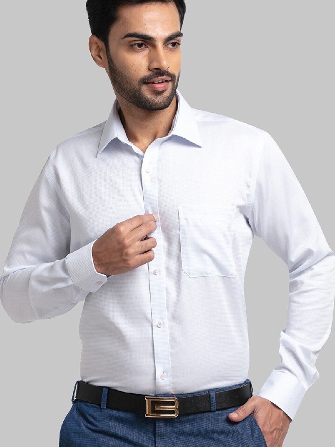 

Raymond Men Blue Regular Fit Cotton Formal Shirt