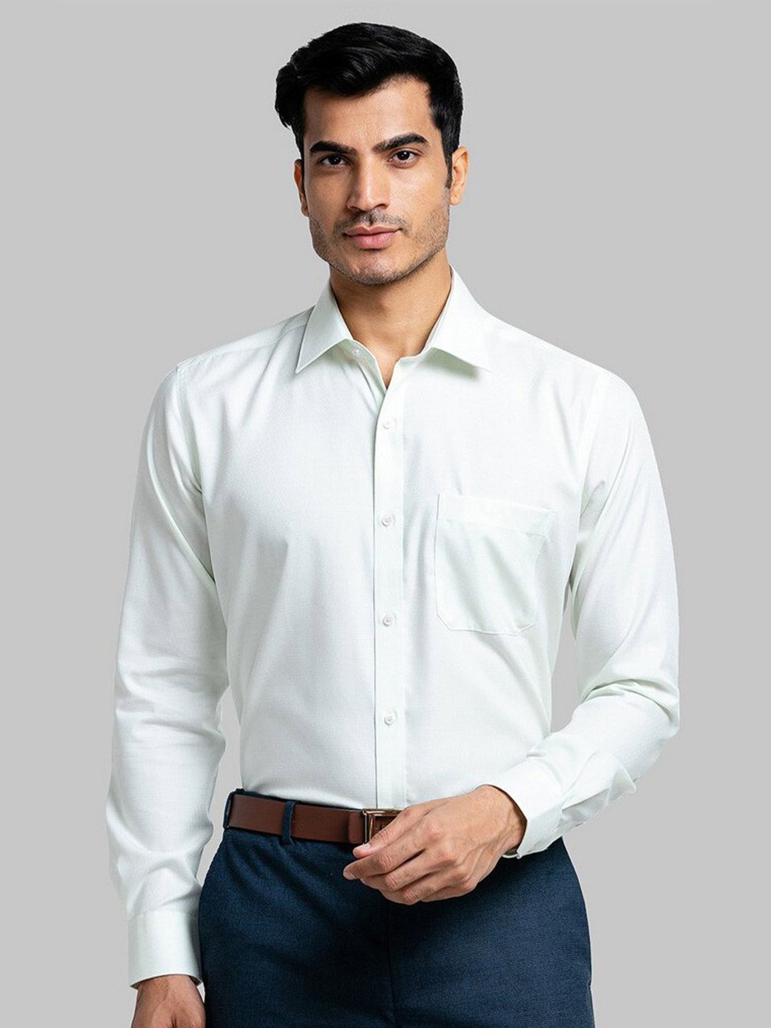

Raymond Men Green Cotton Formal Shirt