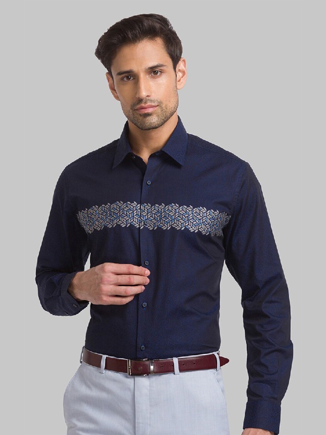

Raymond Men Blue Printed Pure Cotton Casual Shirt