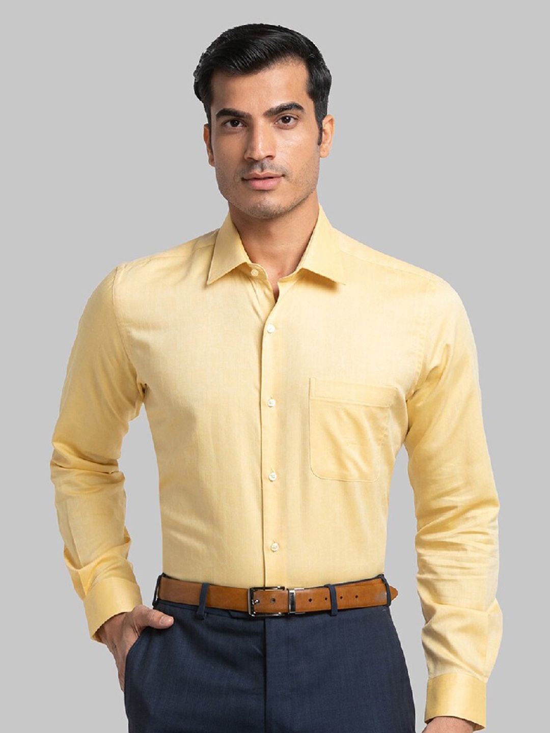 

Raymond Men Yellow Solid Formal Shirt