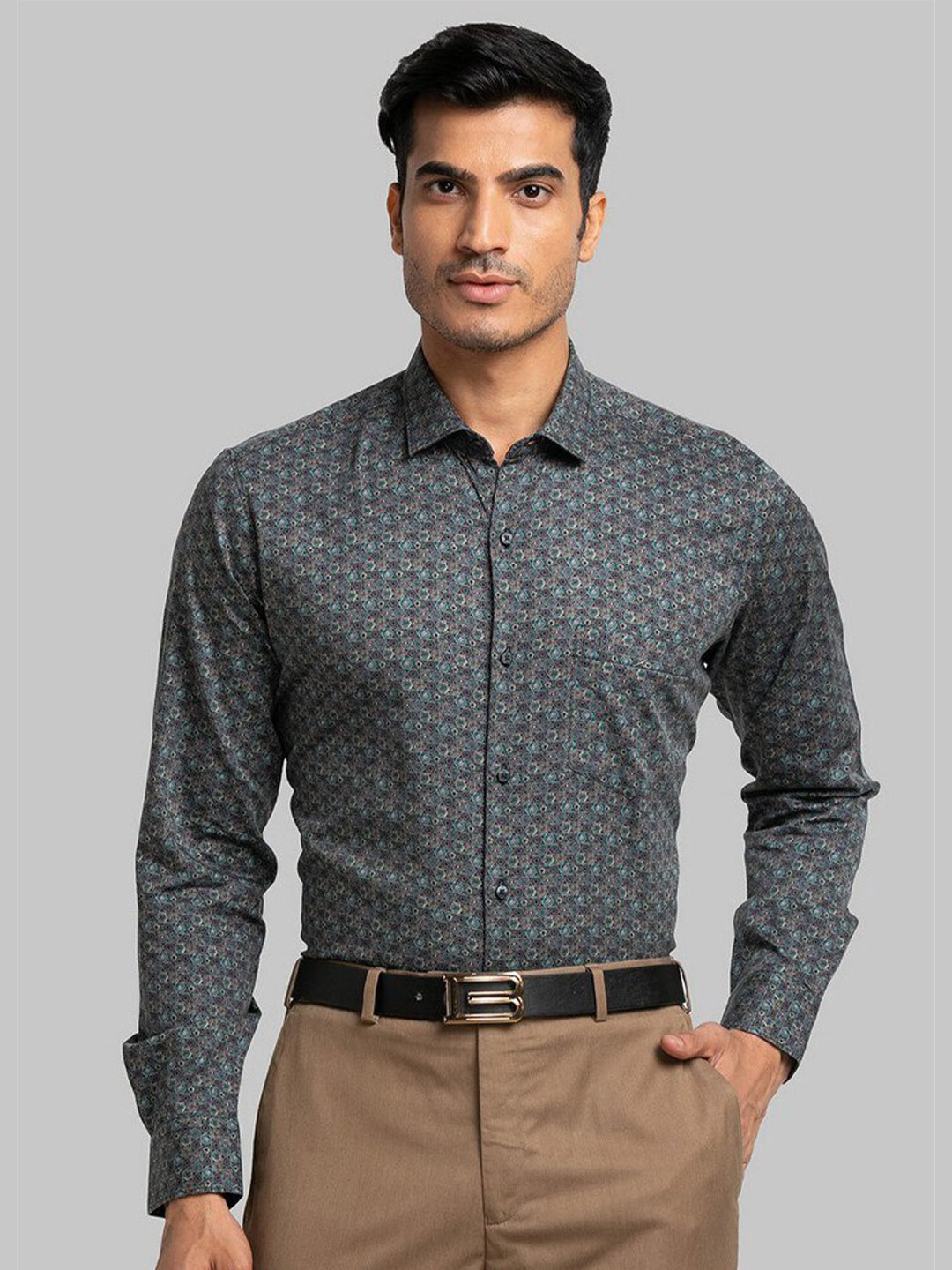 

Raymond Men Green Printed Organic Cotton Casual Shirt