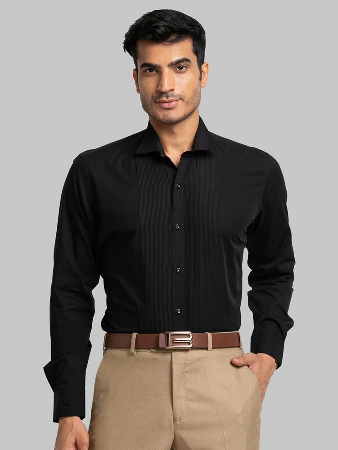 Raymond Men Black Solid Casual Shirt