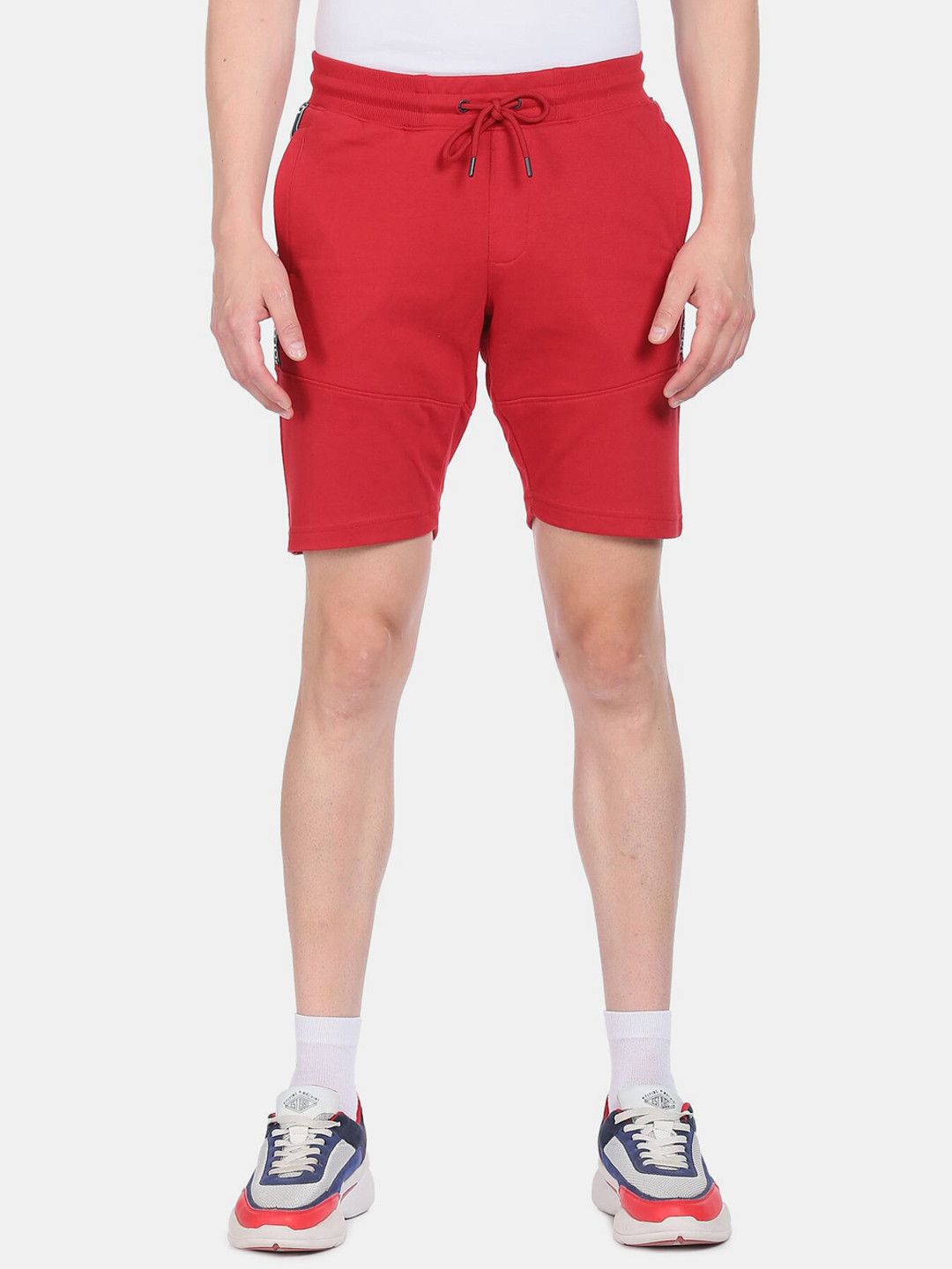 

U.S. Polo Assn. Men Red Drawstring Waist Brand Tape Solid Knit Shorts