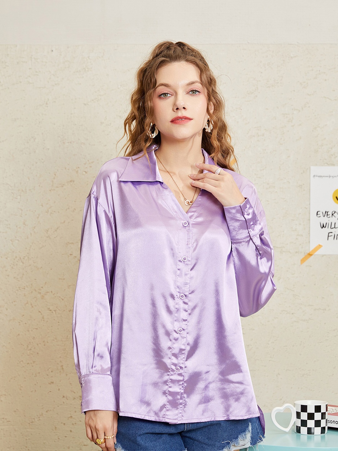 

URBANIC Women Purple Shirt Style Top