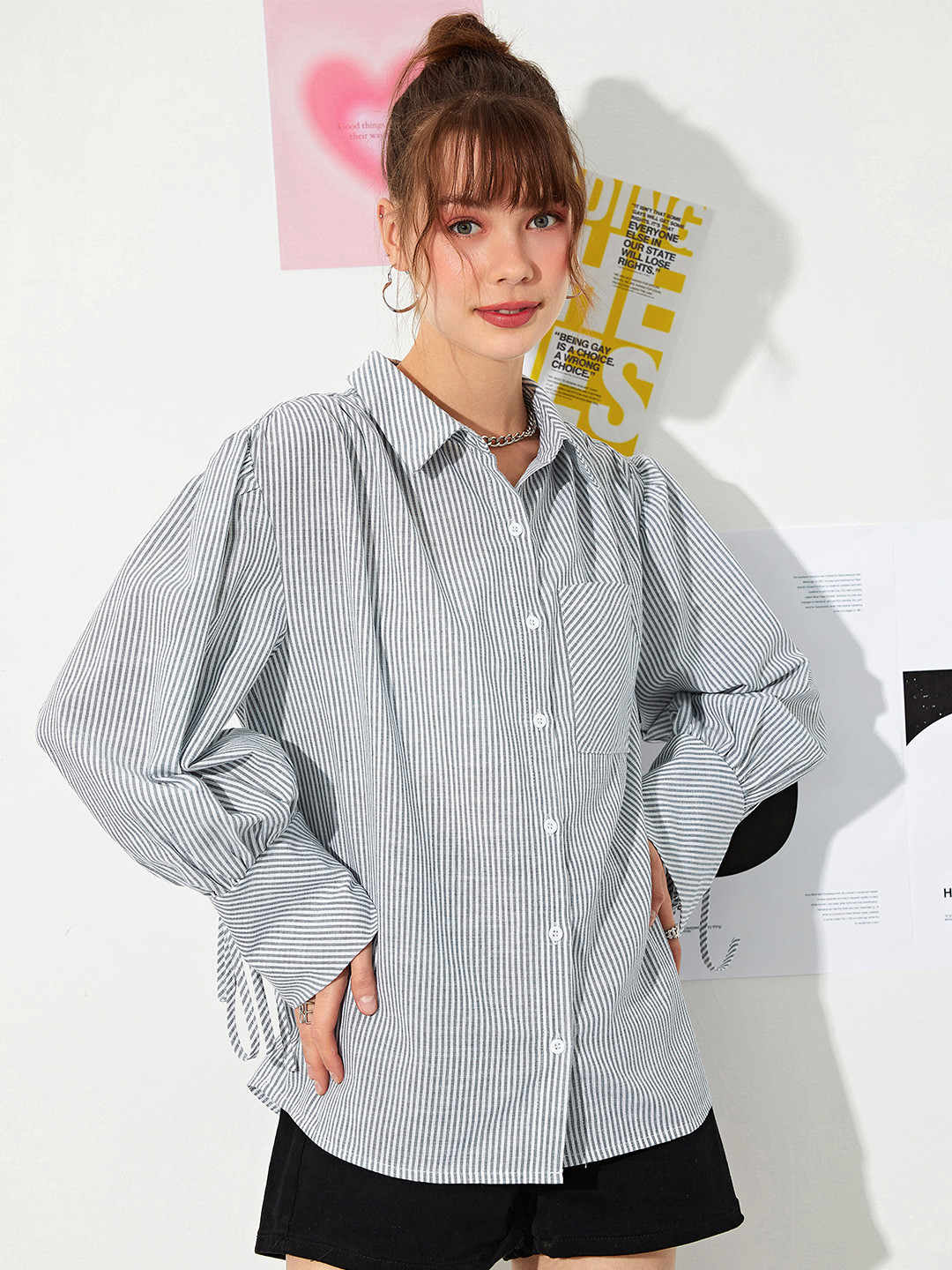 

URBANIC Navy Blue Striped Top