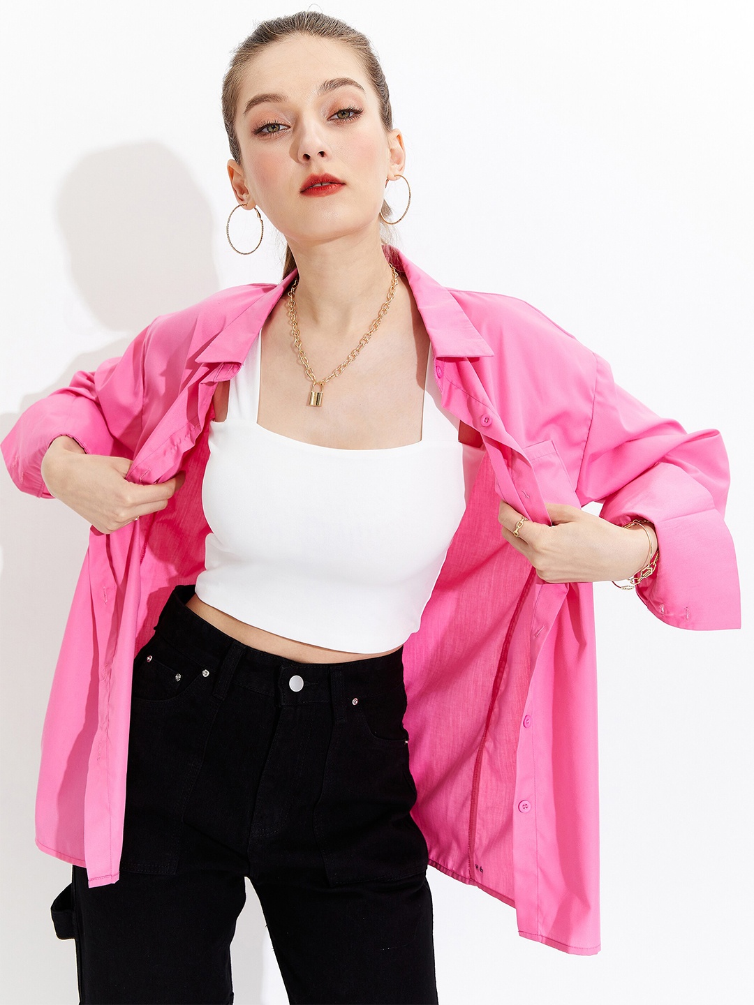 

URBANIC Women Rose Solid Casual Shirt