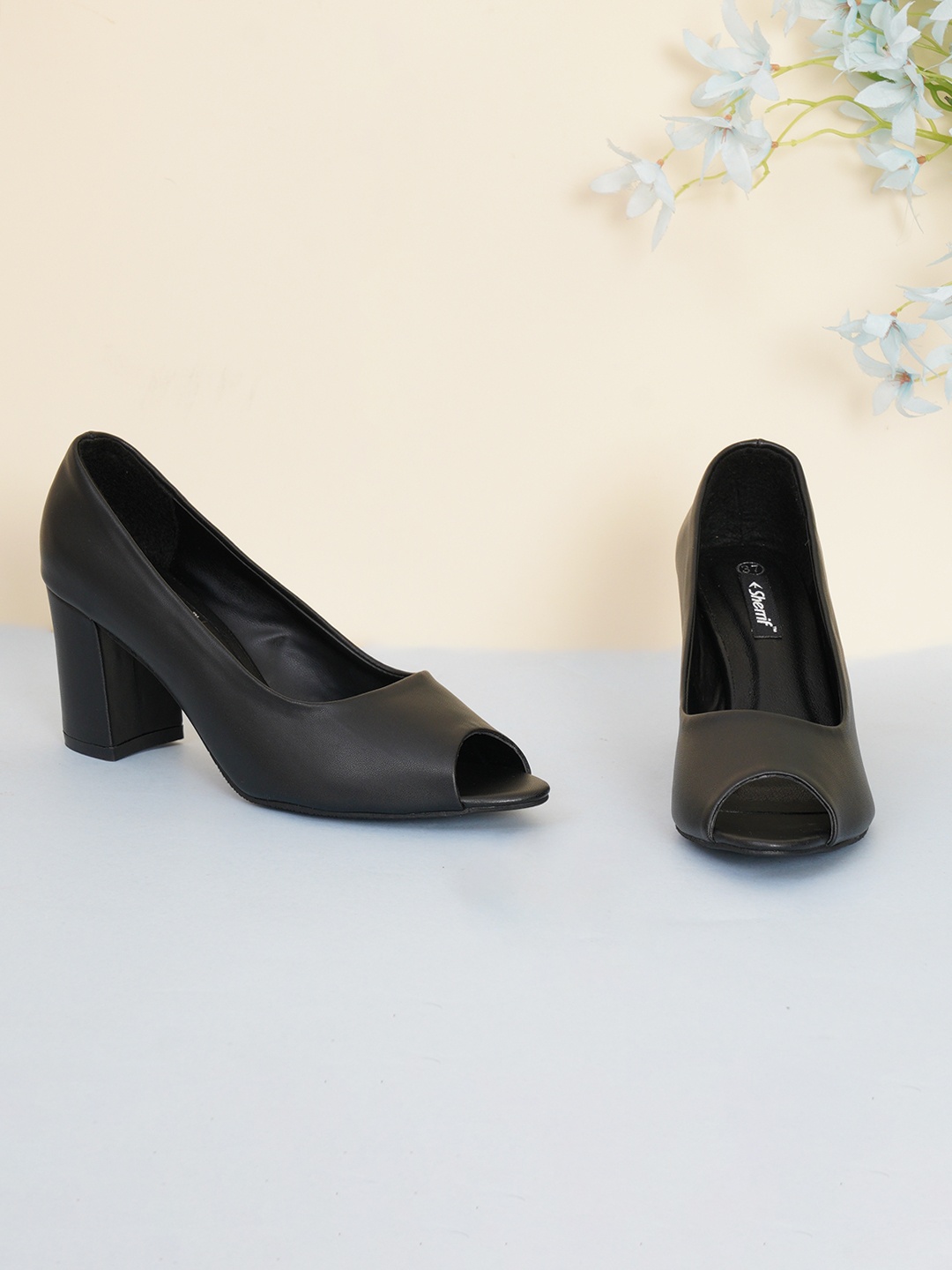 

Sherrif Shoes Women Black Party Block Pumps