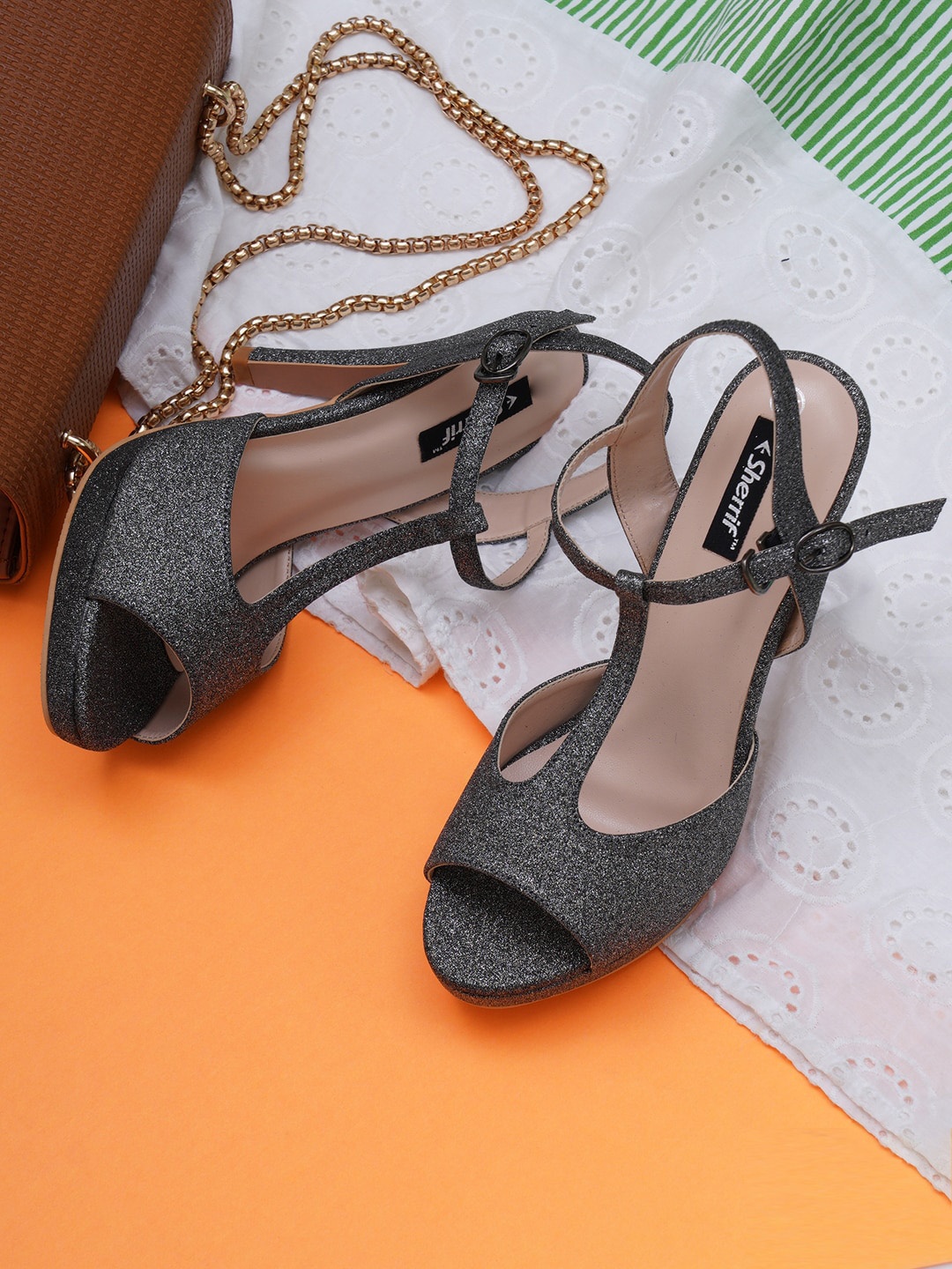 

Sherrif Shoes Grey Party Peep Toes