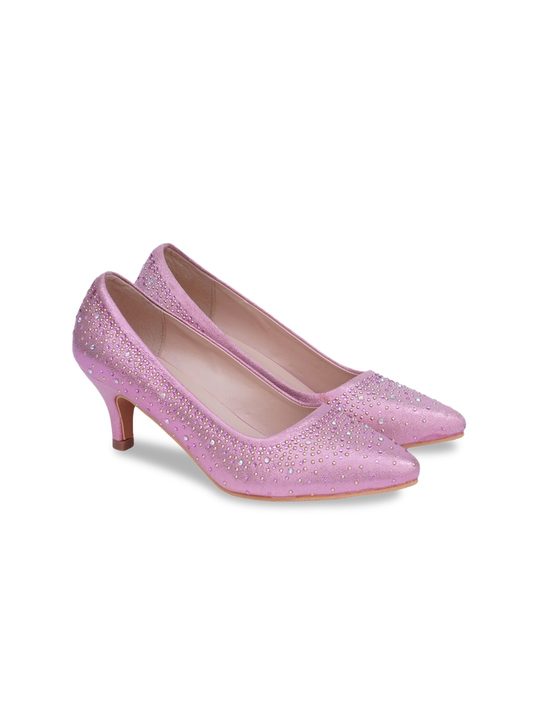 

Sherrif Shoes Pink Embellished Party Kitten Pumps