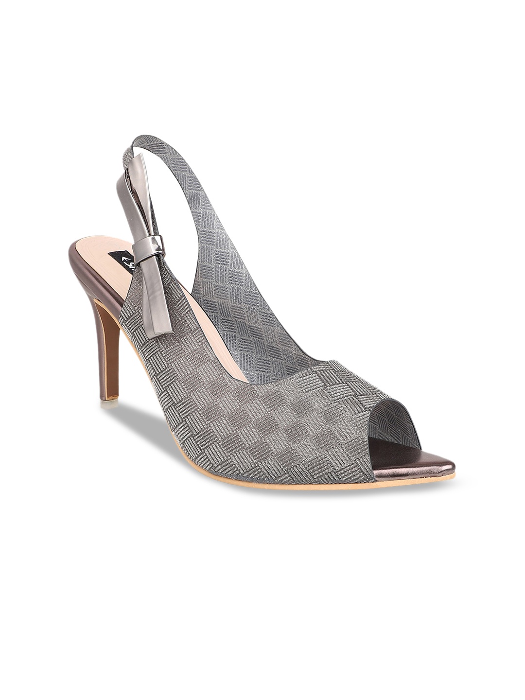

Sherrif Shoes Grey Stiletto Peep Toes with Buckles