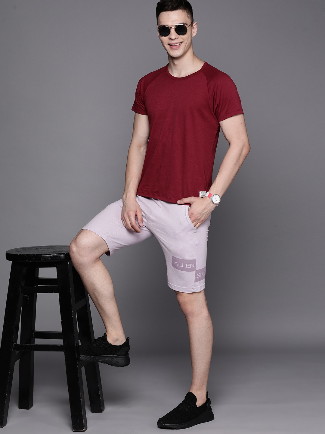 

Allen Solly Tribe Men Solid Shorts, Lavender