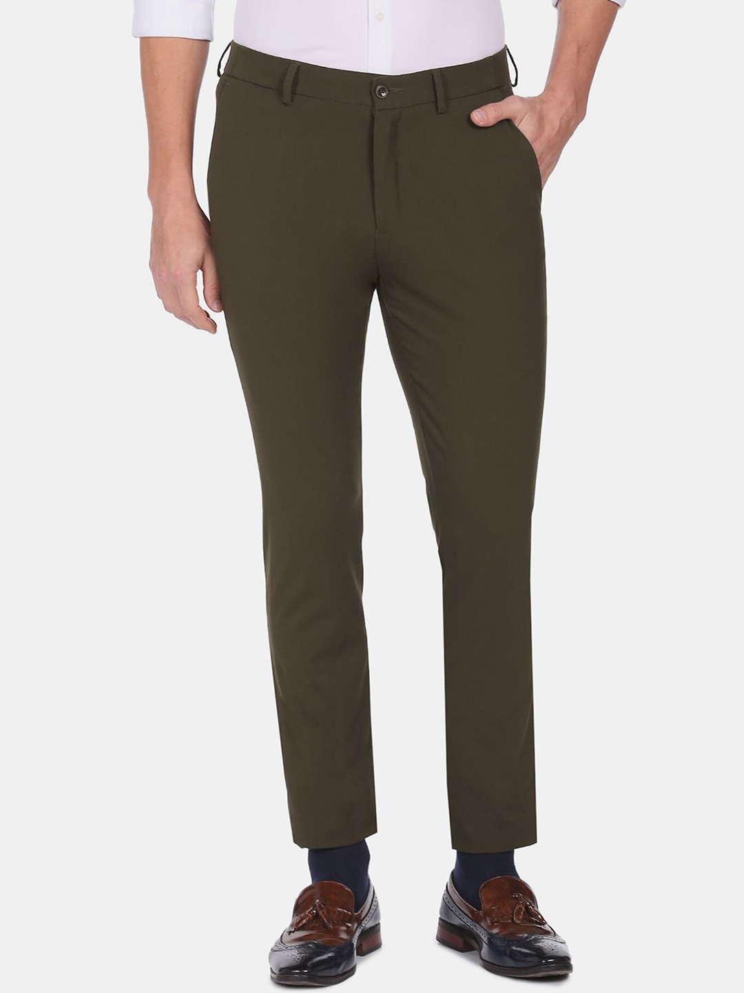 

Arrow New York Men Green Slim Fit Trousers