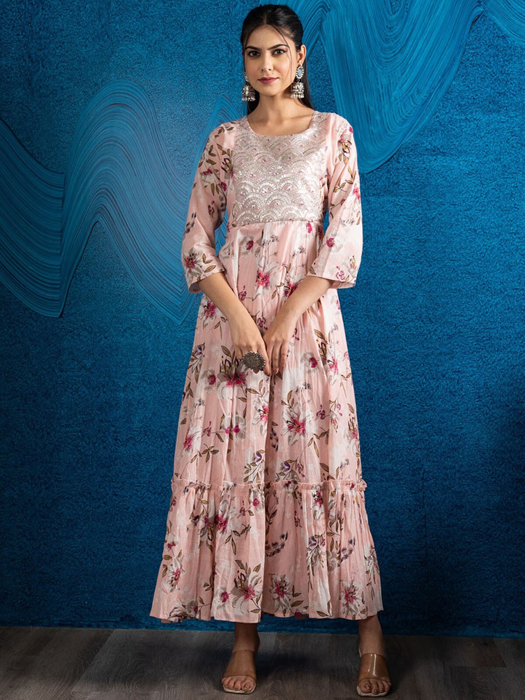 

BEATITUDE Pink Floral Printed Maxi Dress