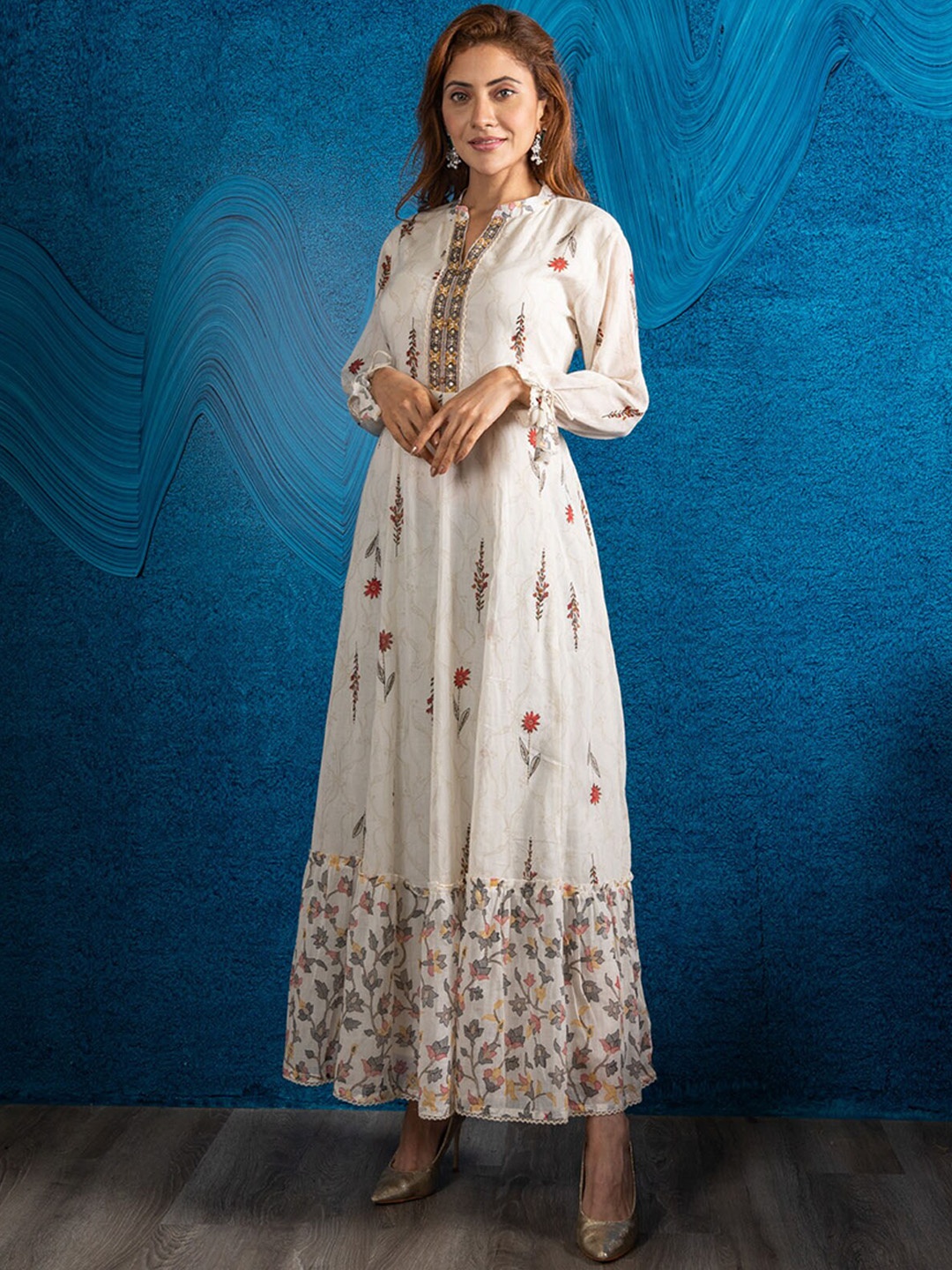 

BEATITUDE Women Off White Ethnic Motifs Anarkali Kurta