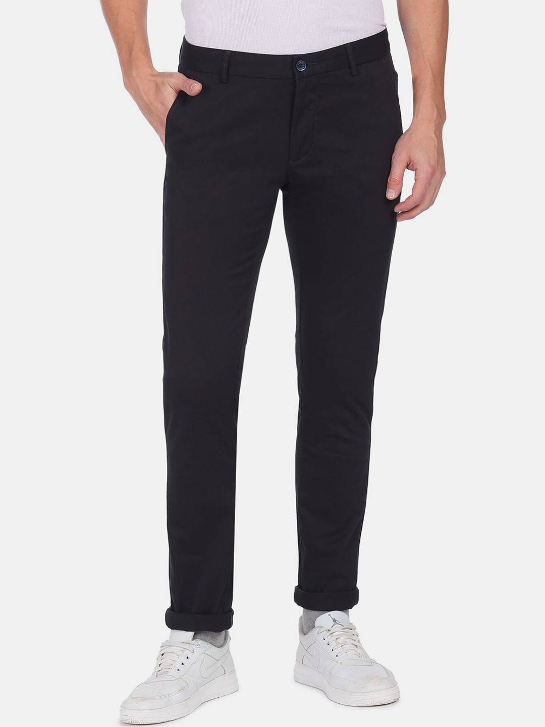 

Arrow Sport Men Blue Slim Fit Low-Rise Trousers