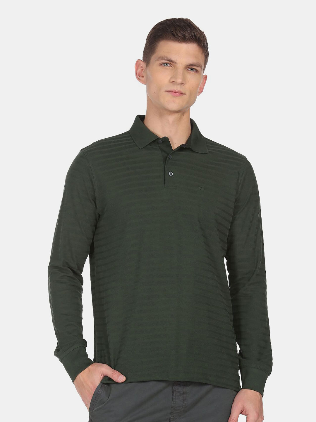 

Arrow Men Green Polo Collar T-shirt