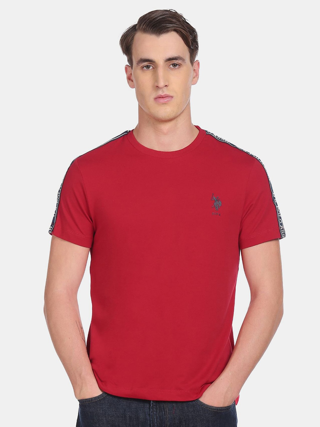 

U S Polo Assn Men Red Solid T-shirt