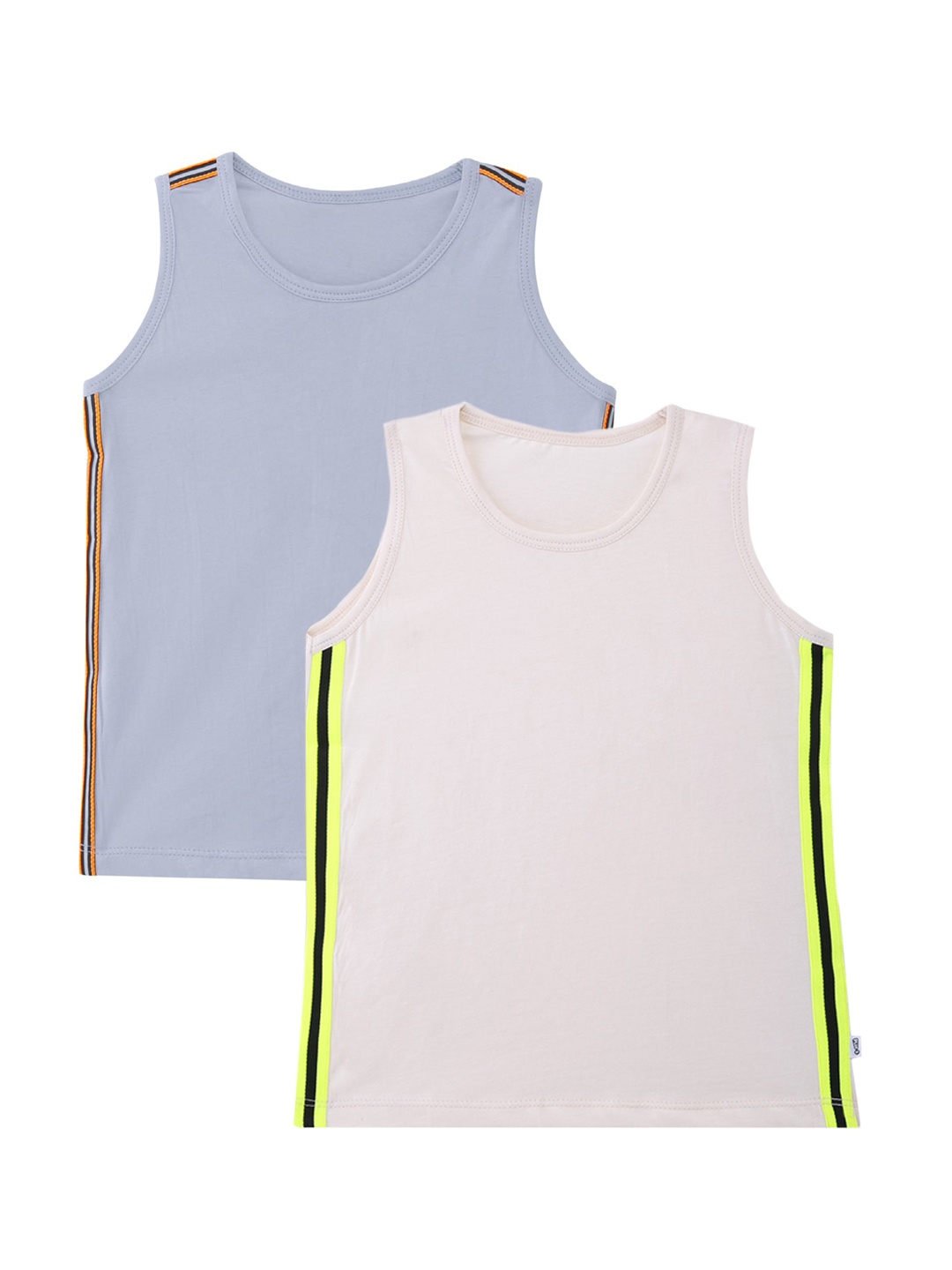 

You Got Plan B Girls Pack of 2 White & Grey Solid Cotton Innerwear Vests