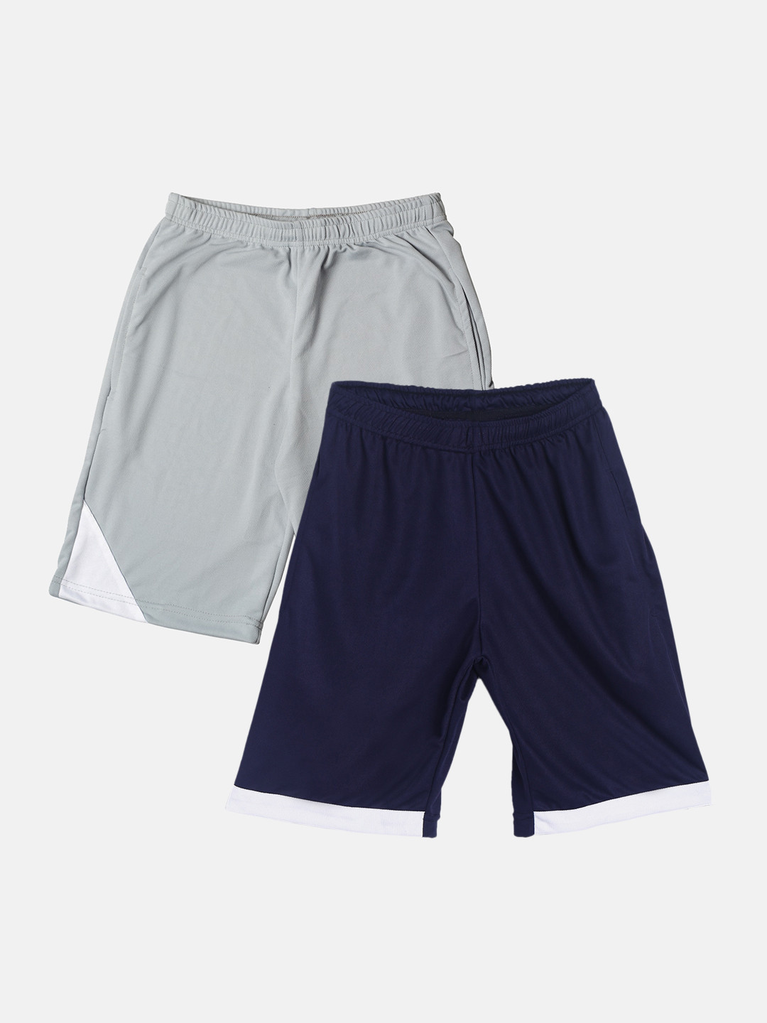 

TINY HUG Boys Pack Of 2 Navy Blue & Grey High-Rise Outdoor Sports Shorts