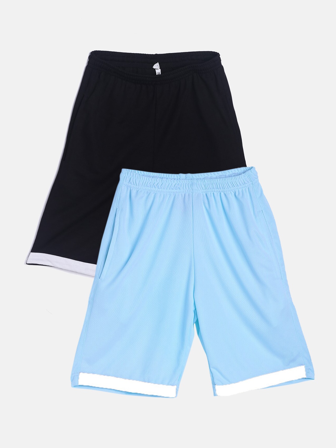 

TINY HUG Boys Pack Of 2 Black And Blue High-Rise Outdoor Sports Shorts