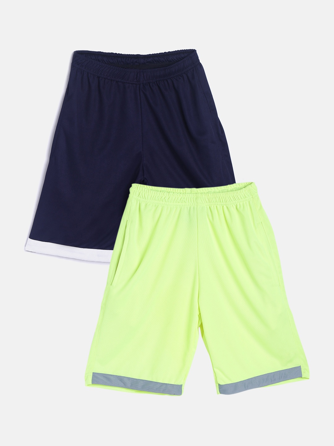

TINY HUG Boys Pack Of 2 Navy Blue And Green High-Rise Outdoor Sports Shorts