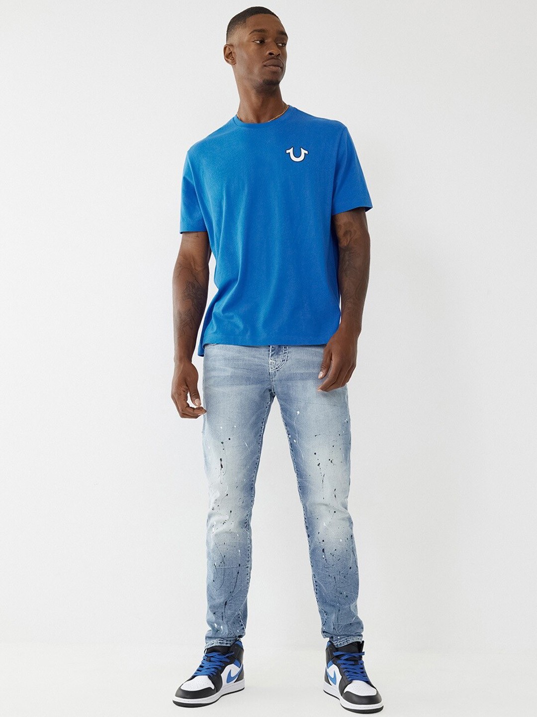 

True Religion Men Super T Rocco Slim Fit Heavy Fade Jeans, Blue