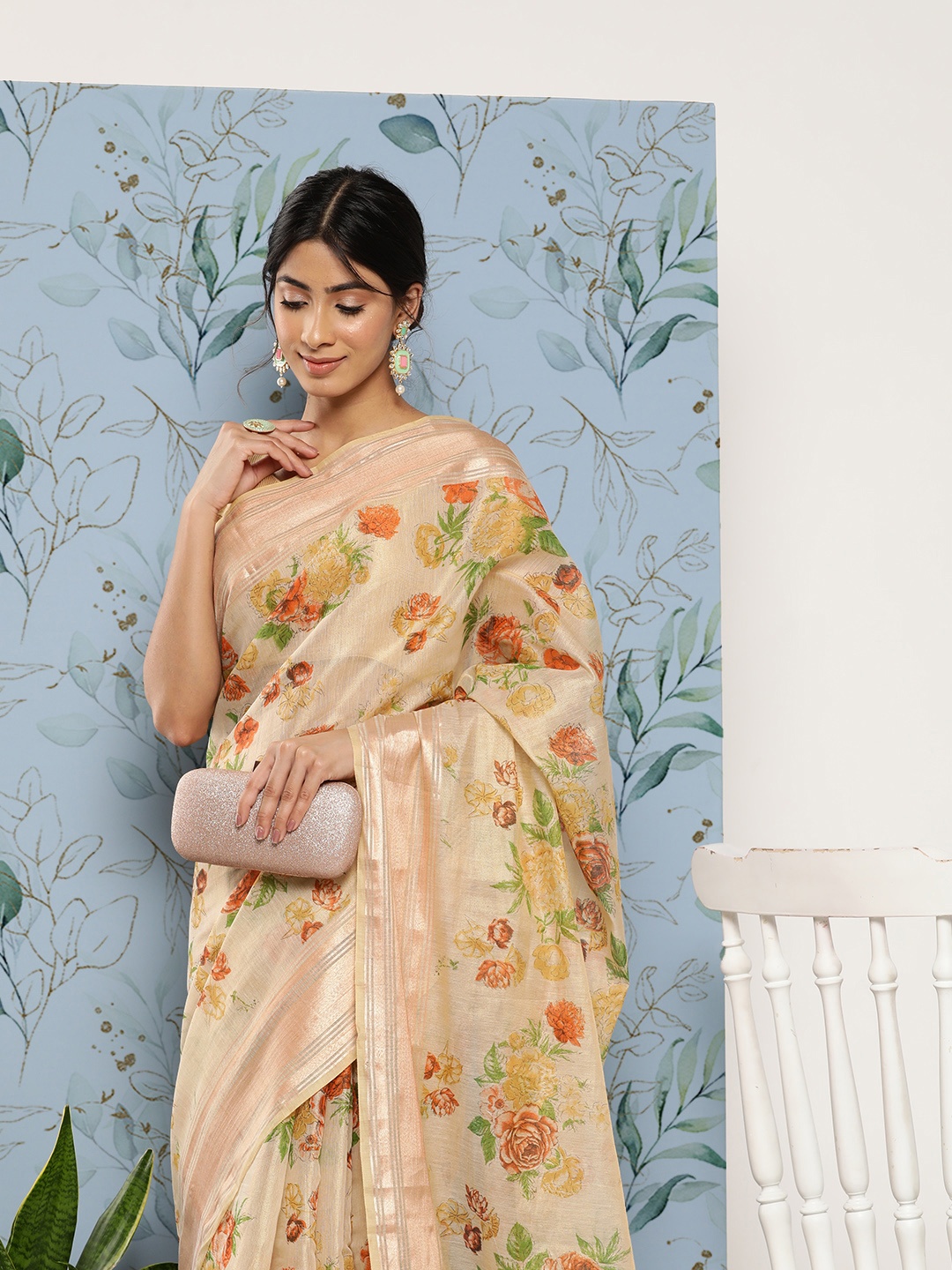 

SAARYA Beige Floral Saree