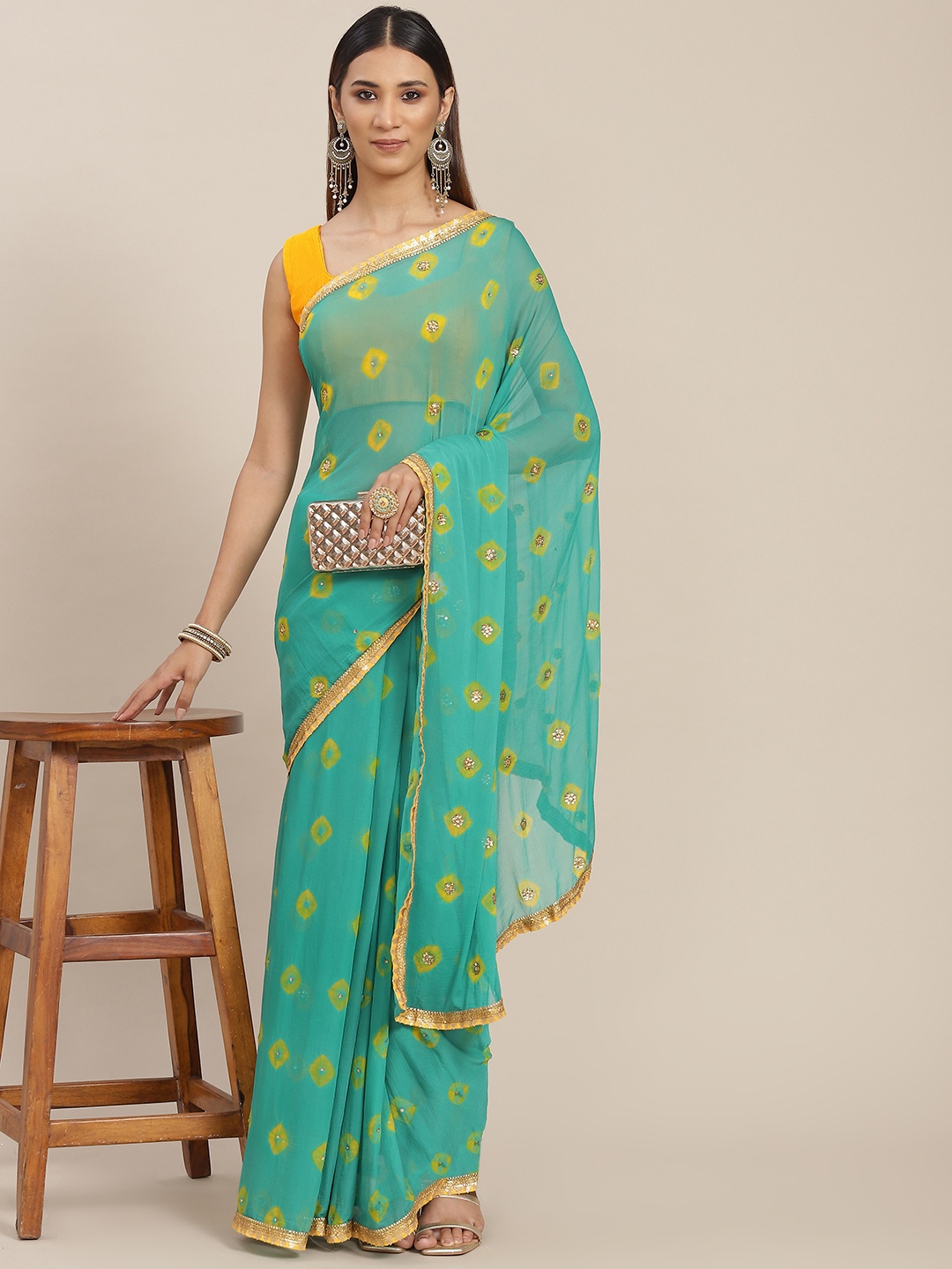 

SAARYA Woman Green Floral Saree