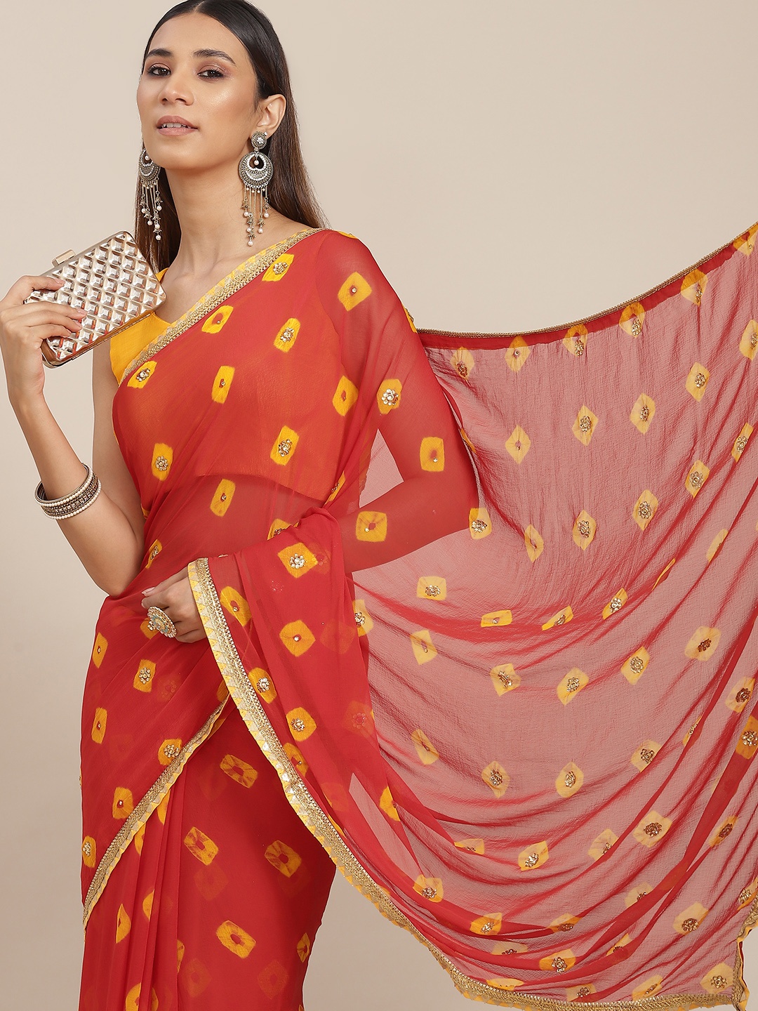 

SAARYA Woman Red Ethnic Motifs Saree