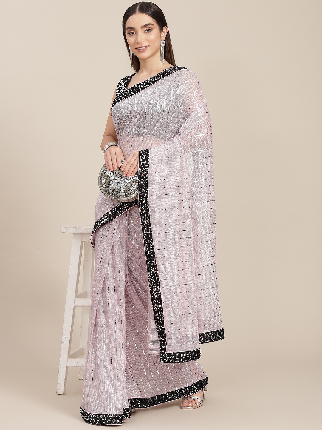 

SAARYA Woman Pink Sequinned Saree