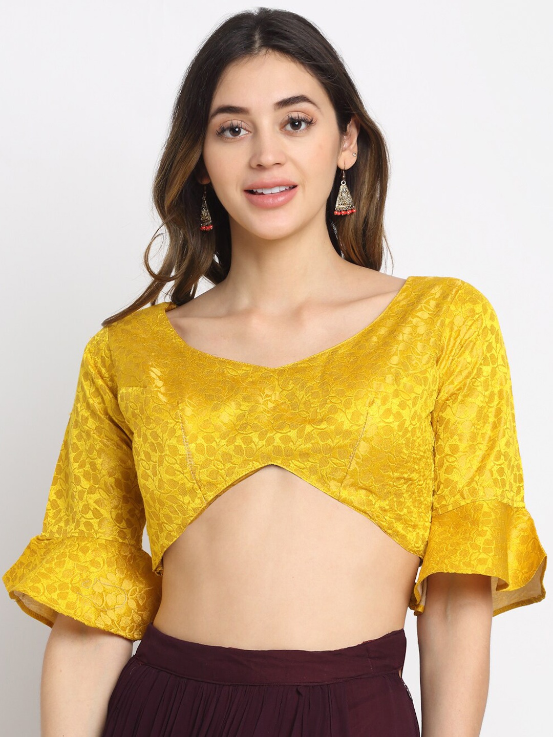 

Grancy Women Yellow Printed Saree Blouse