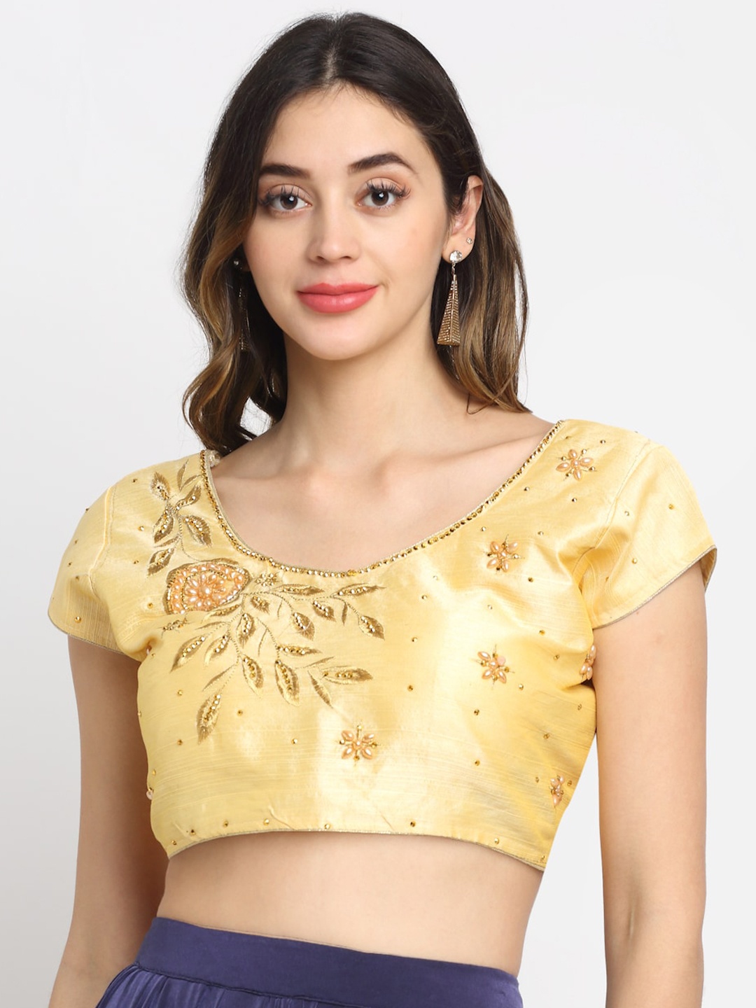 

Grancy Women Gold Embroidered Silk Saree Blouse