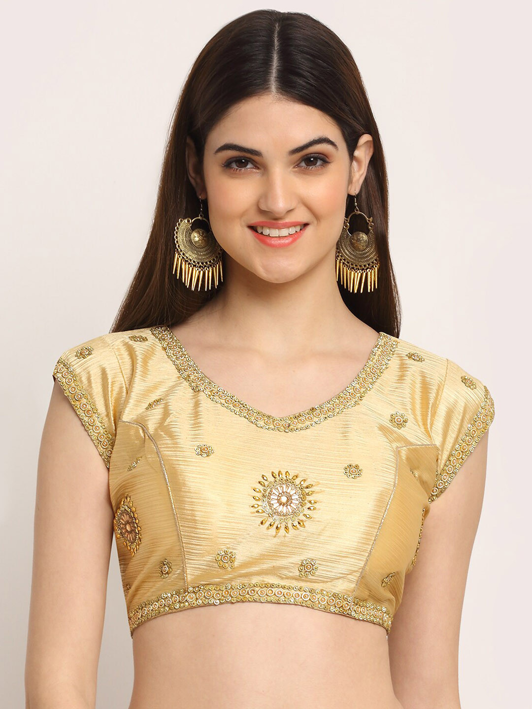 

Grancy Golden Embroidered Saree Blouse, Gold