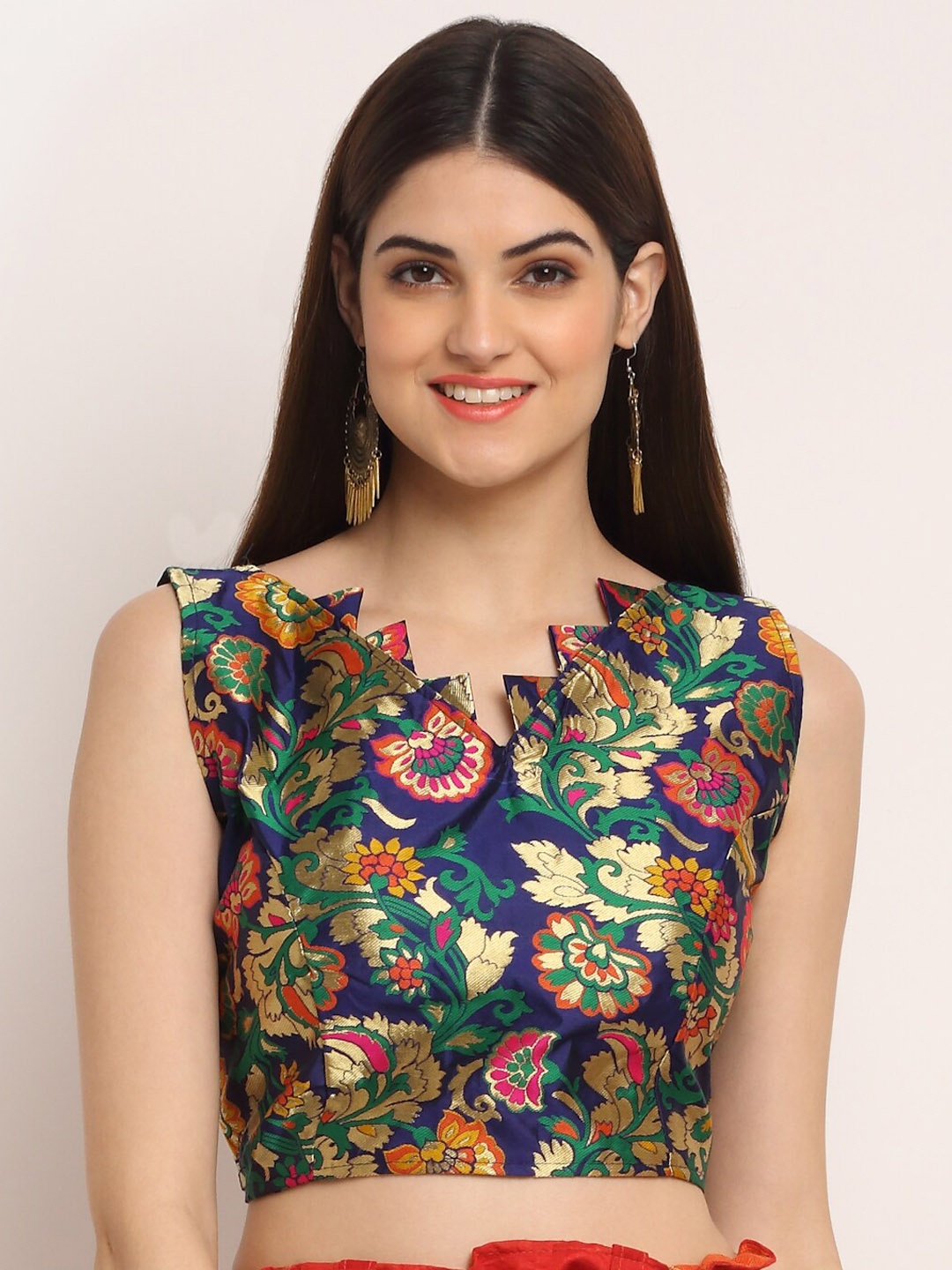 

Grancy Blue & Green Printed Saree Blouse