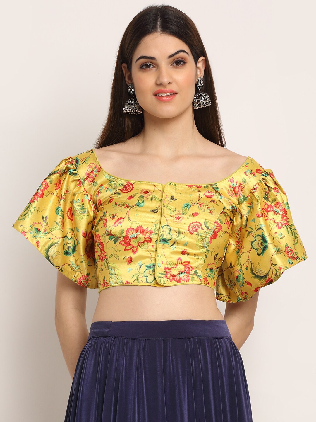 

Grancy Women Mustard Printed Saree Blouse