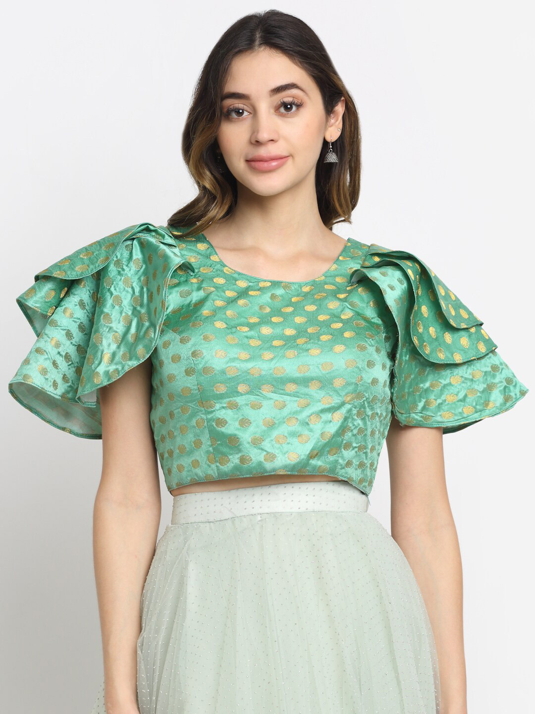 

Grancy Women Green Printed Saree Blouse