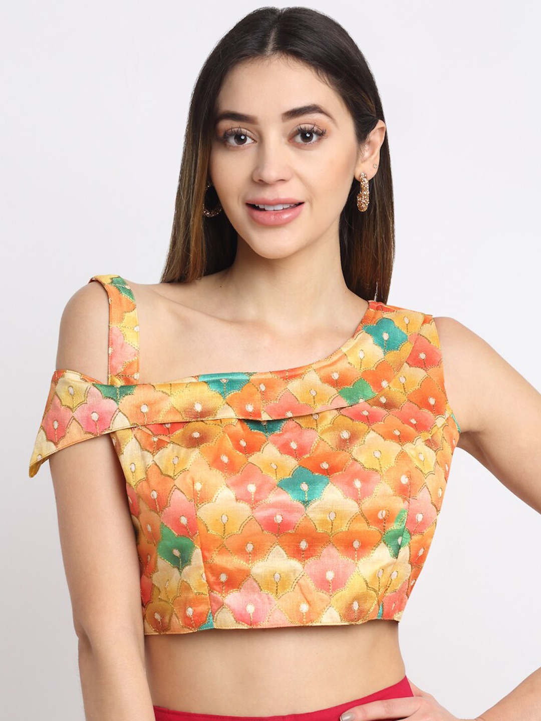 

Grancy Orange Printed Saree Blouse