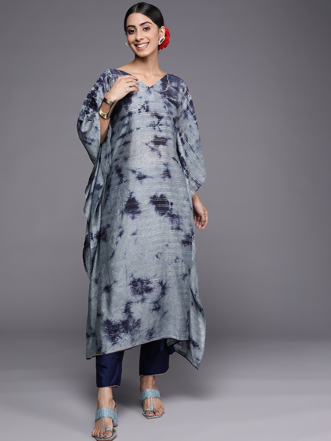 

Indo Era Women Blue Dyed Kurta with Trousers