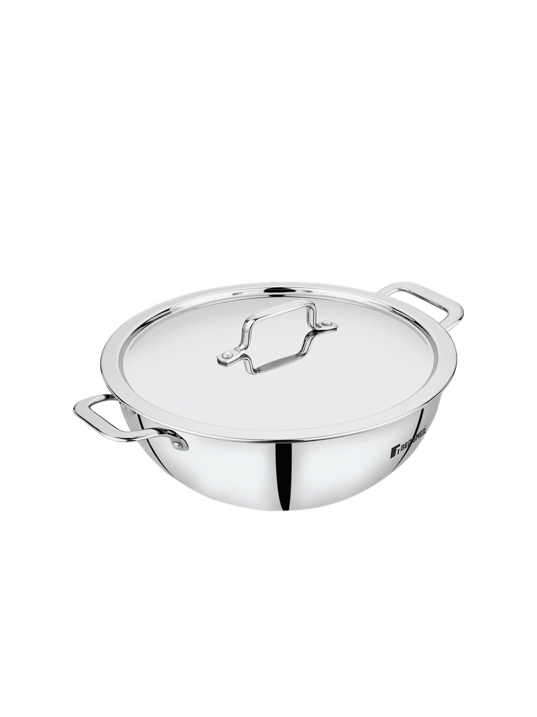 

BERGNER TriPro TriPly Stainless Steel Induction Bottom Kadai with Steel Lid 2.6L, Silver