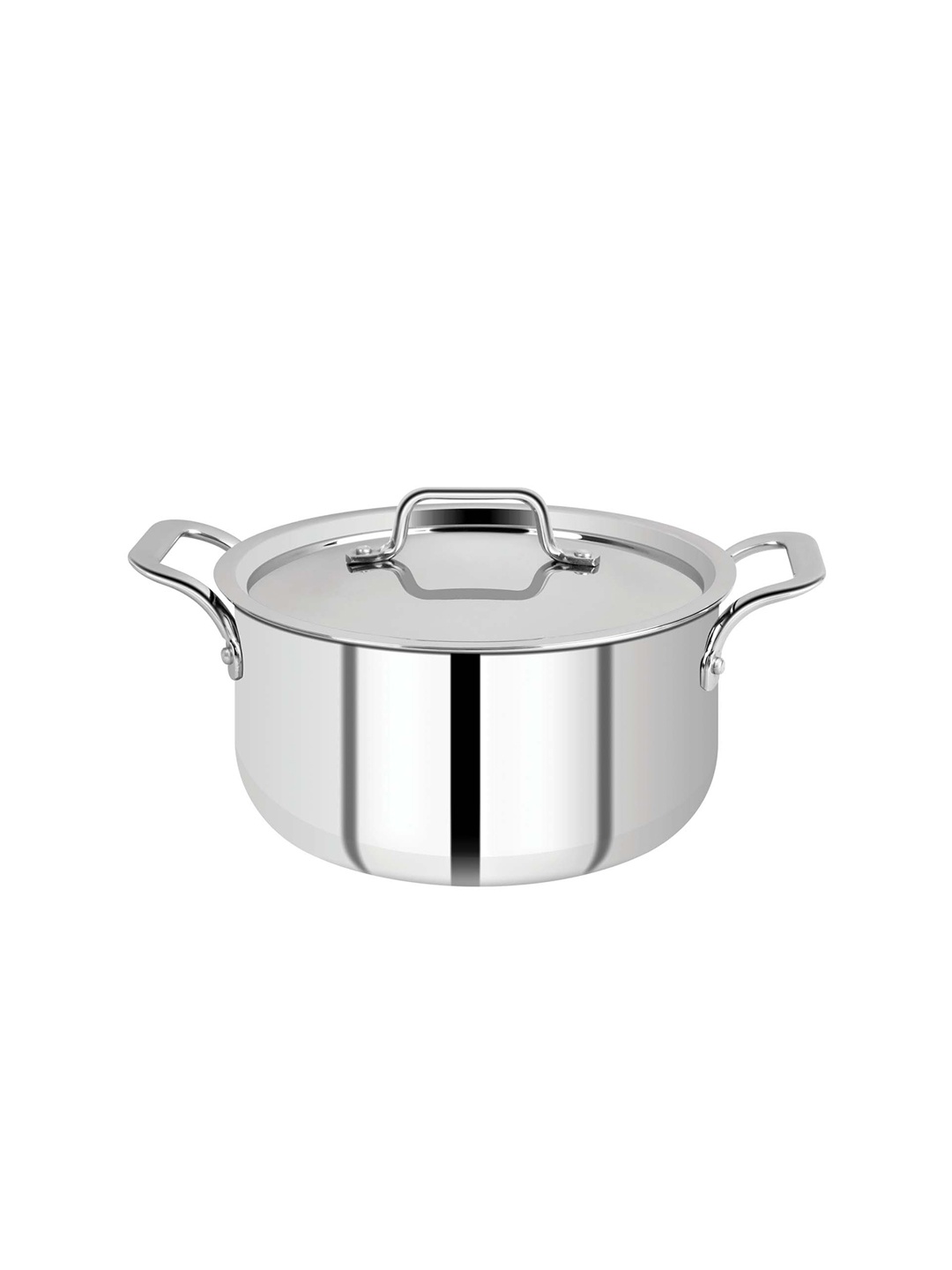 

BERGNER Silver-Toned Tri-Ply Stainless steel Dishwasher safe Solid Pot With Lid