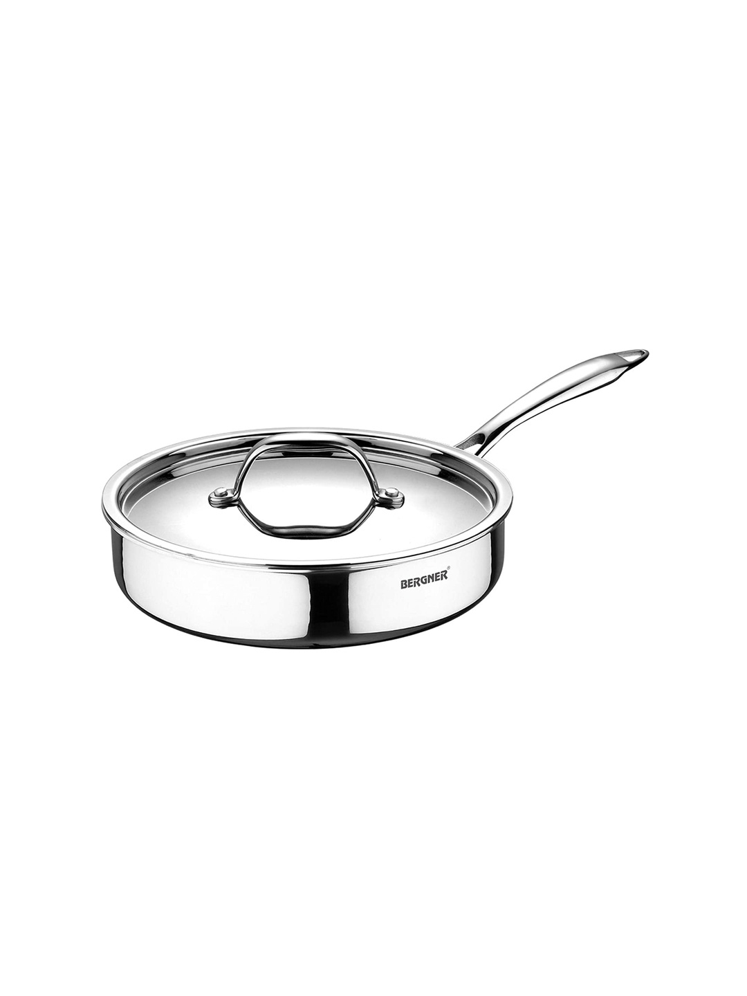 

BERGNER Silver-Toned Solid Tri-Ply Stainless Steel Induction Base Saute pan With Lid