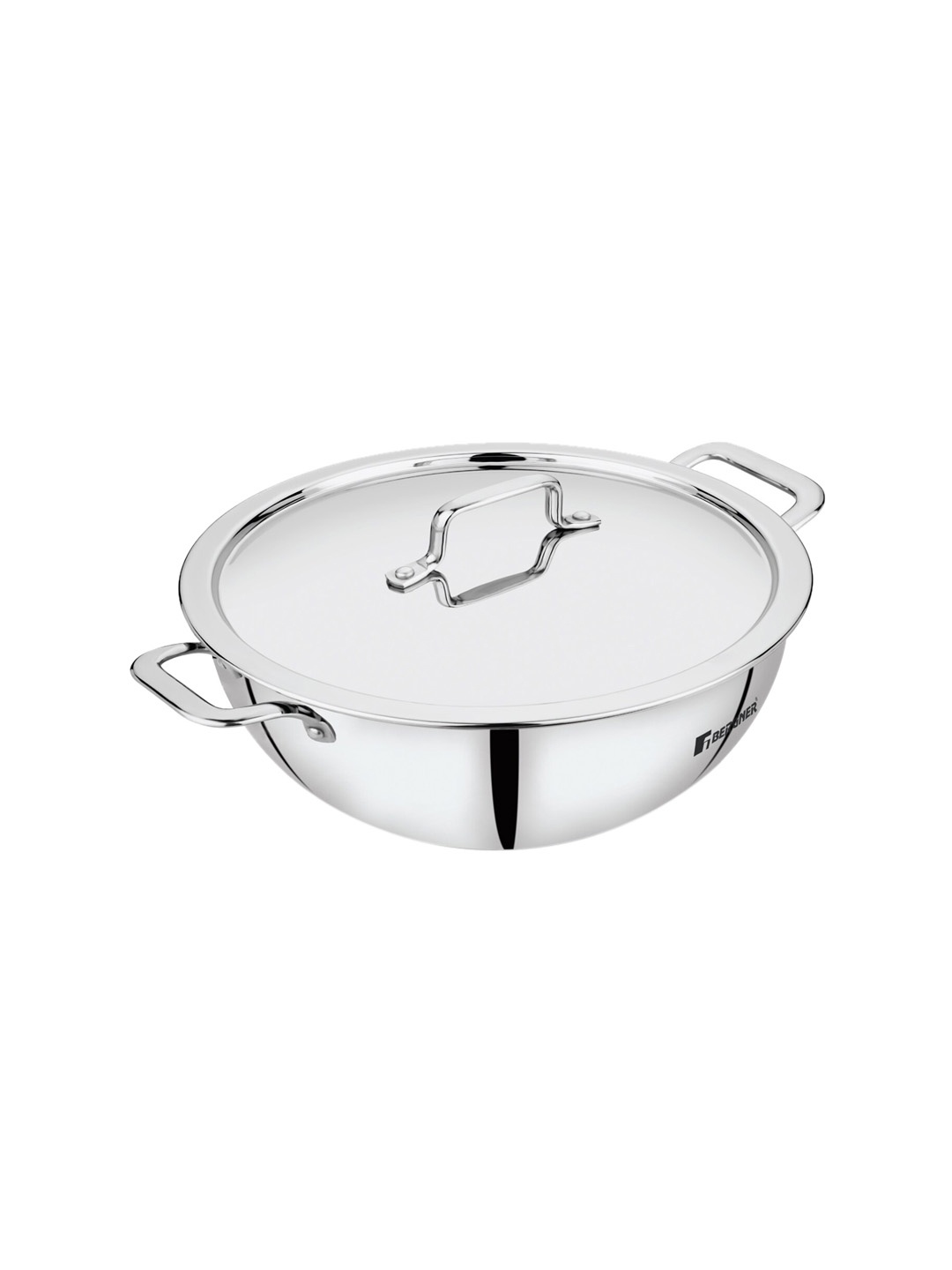 

BERGNER Silver-Toned Stainless Steel Induction Base Kadhai With Lid 6L