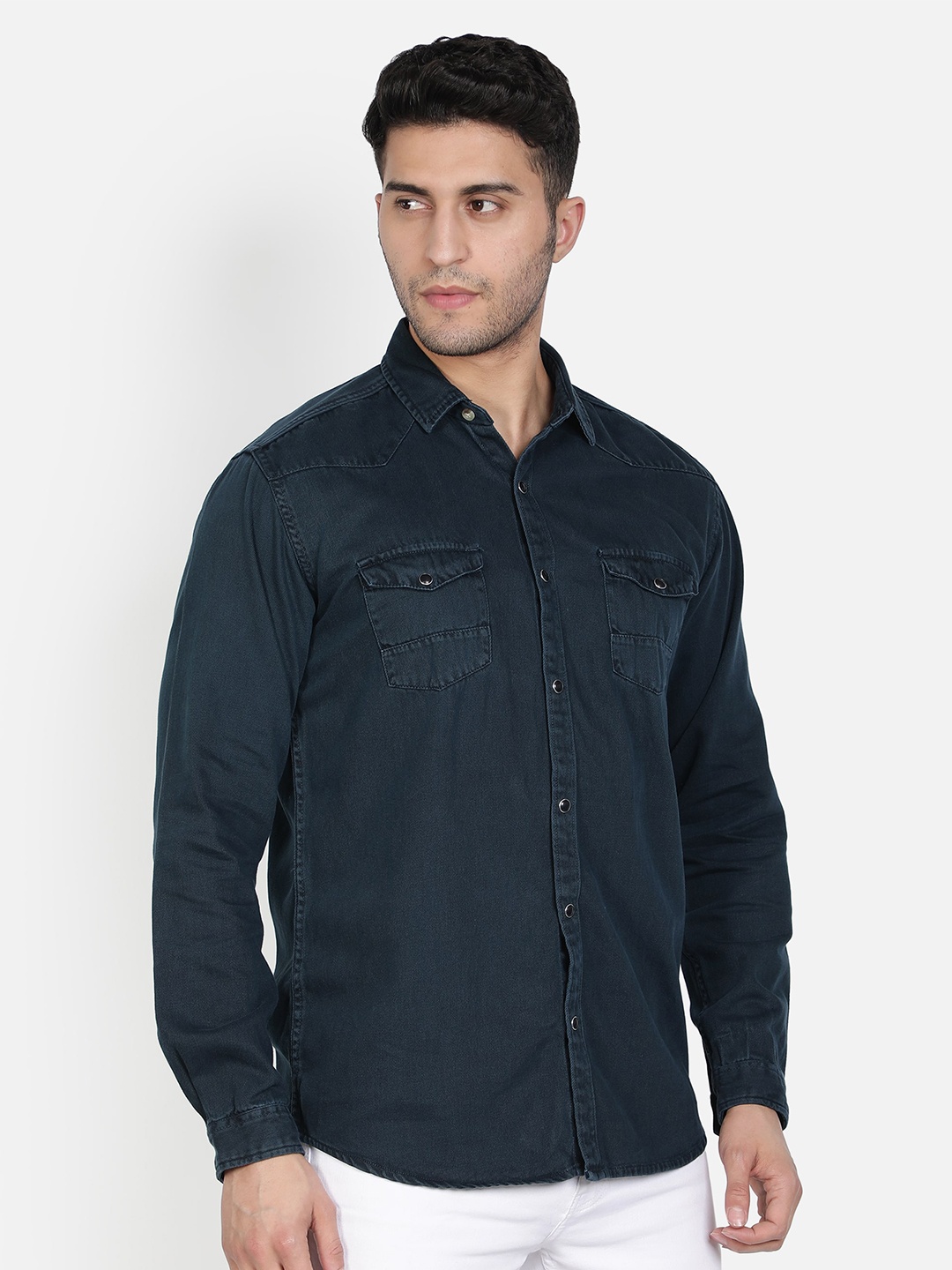 

Kuons Avenue Men Blue Smart Solid Slim Fit Pure Cotton Casual Shirt