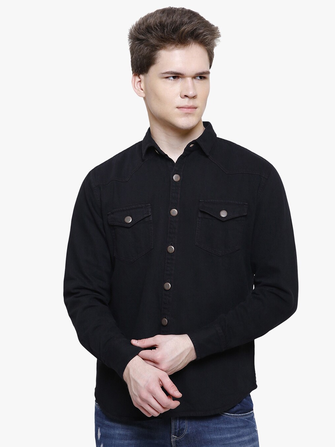 

Southbay Men Black Smart Slim Fit Casual Shirt