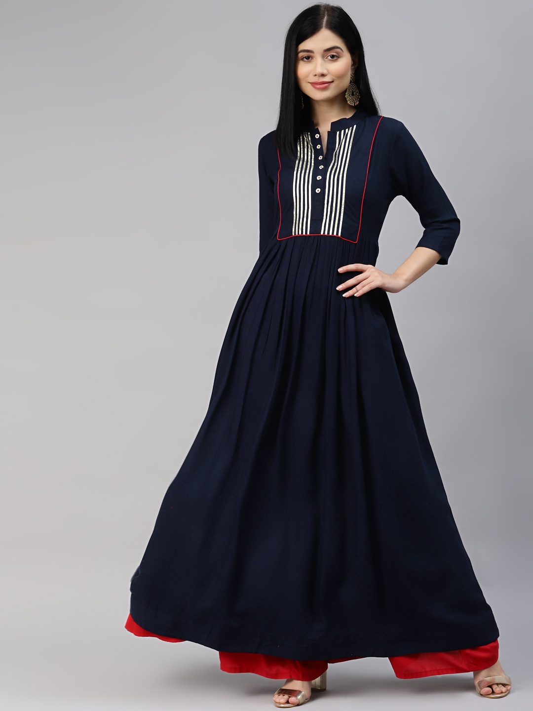 

MBE Women Navy Blue Gotta Patti Anarkali Kurta